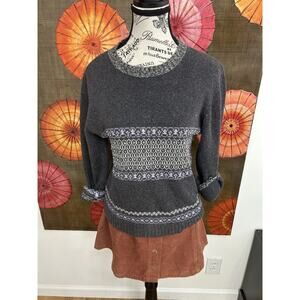Woman’s Cotton Blend Sweater W/ Geometric Print & Pearls GrandmaCore Cozycore M